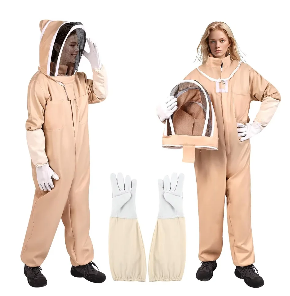 1 Set Professional Ventilated Full Body Beekeeping Bee Keeping Suit With Gloves Cotton Beekeeper Costume For Honey Harvesting