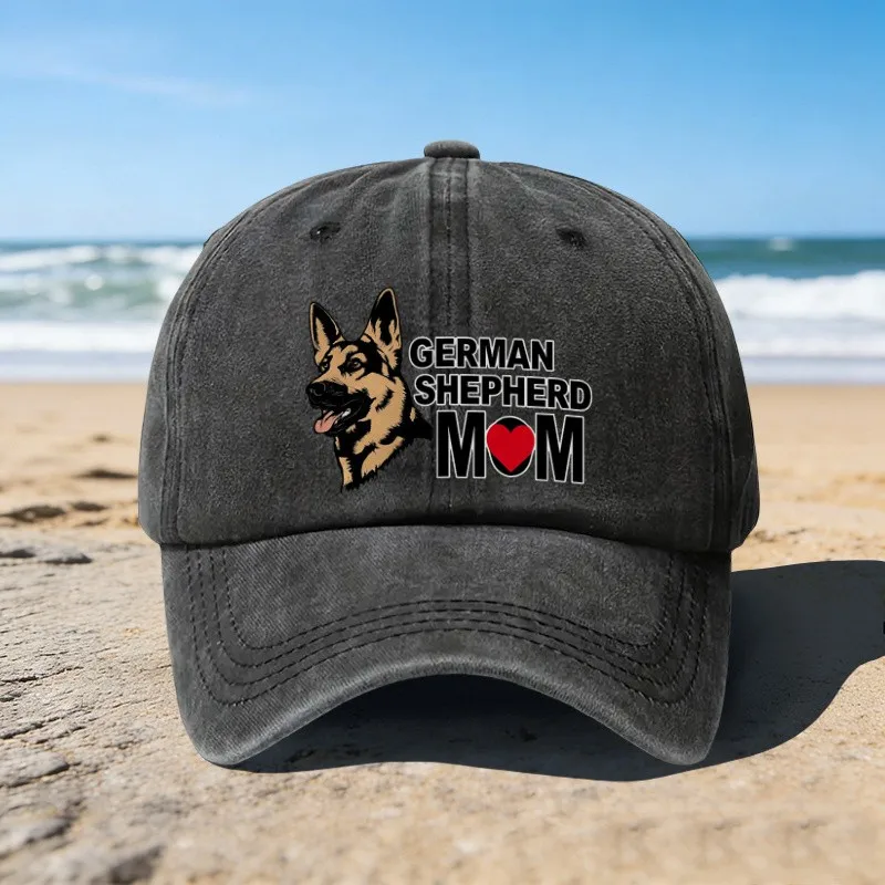 German Shepherd Mom Print Distressed Cotton Baseball Cap Adjustable for Men Women Outdoor Dog Lover Gift