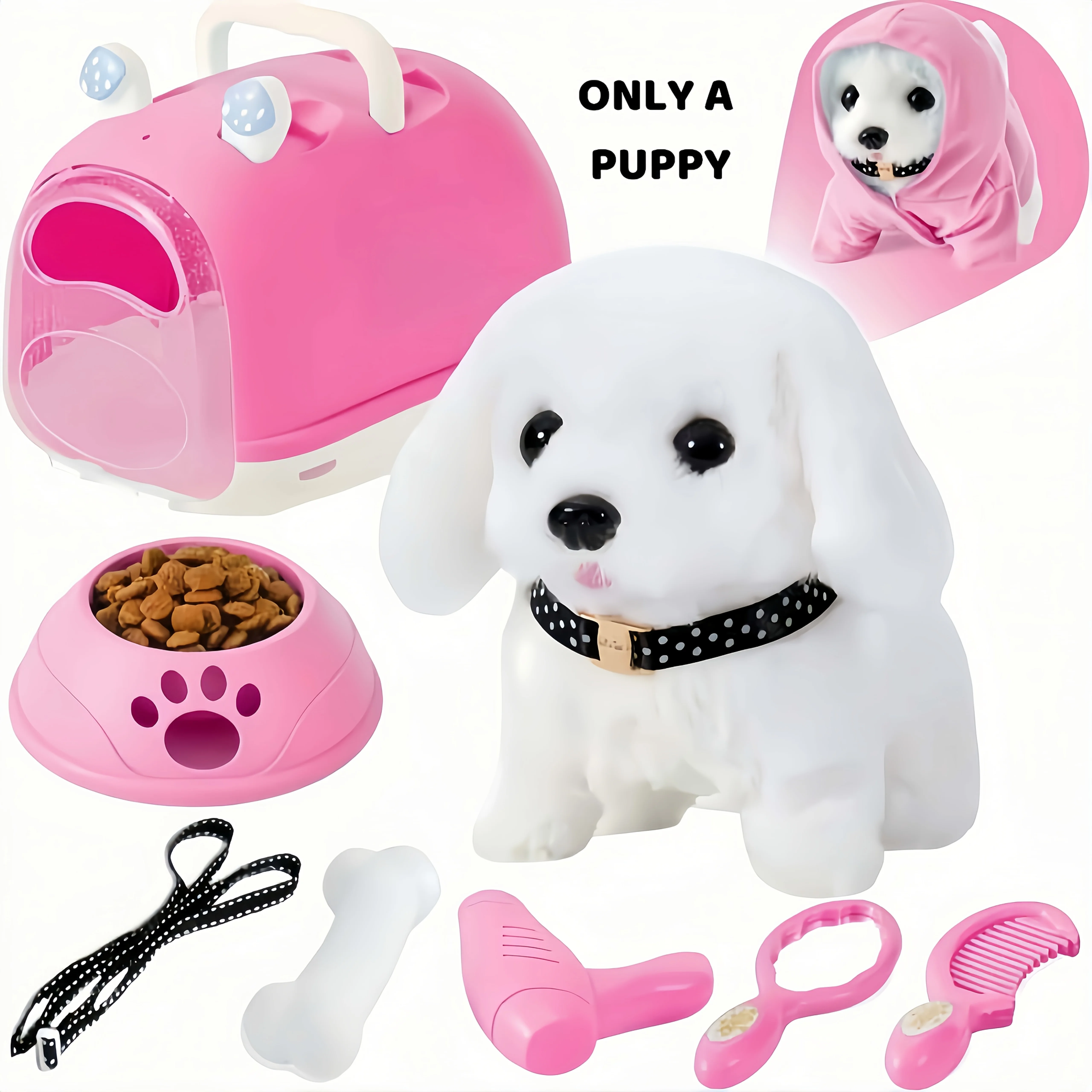 Interactive Robotic Dog Toy, Realistic Electronic Pet Puppy That Walks Barks Wags Tail,White Battery-Operated Robot Dog for Kids