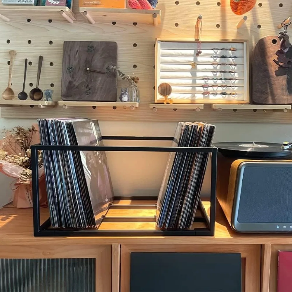 Vinyl Record Storage Holder with Wheels and Dust Cover - Holds 100 LPs - Sturdy Metal Stand in Smooth Black