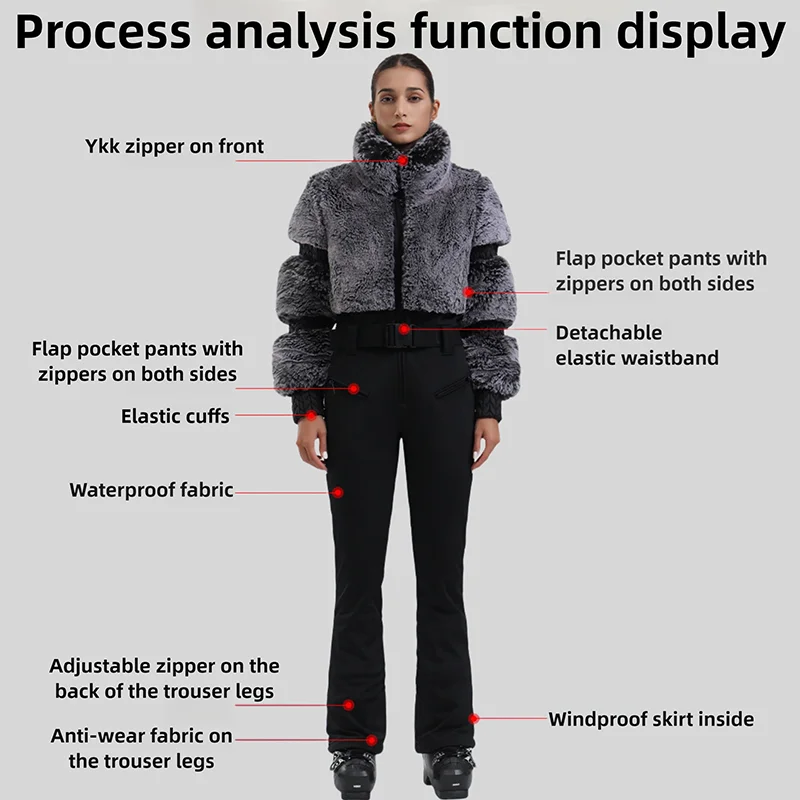 Neue Frauen Schlank Skifahren Overall Schneefeld Wasserdichte Erwachsene Ski Kleidung Weibliche Winter Outdoor Sport Anzug Warme Dicke Schnee Trainingsanzug – Detail 2