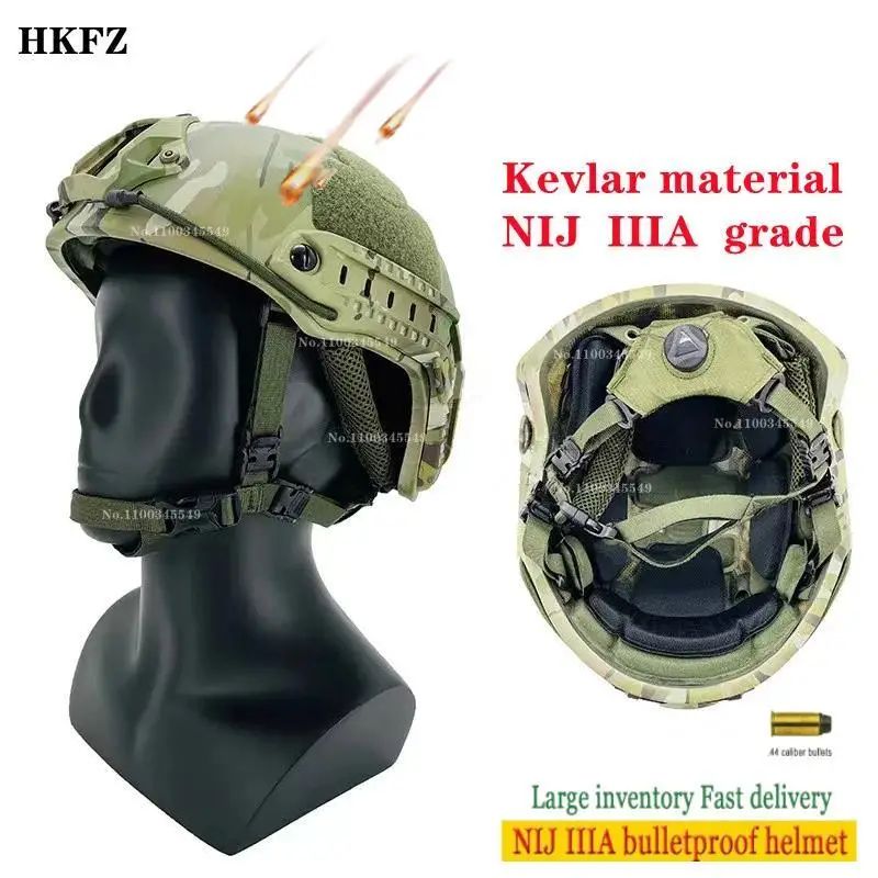 FAST Kevlar Ballistic Helmet Ballistic MC camouflage Helmet NIJ IIIA Class Wendy\'s suspension liner Bulletproof helmet