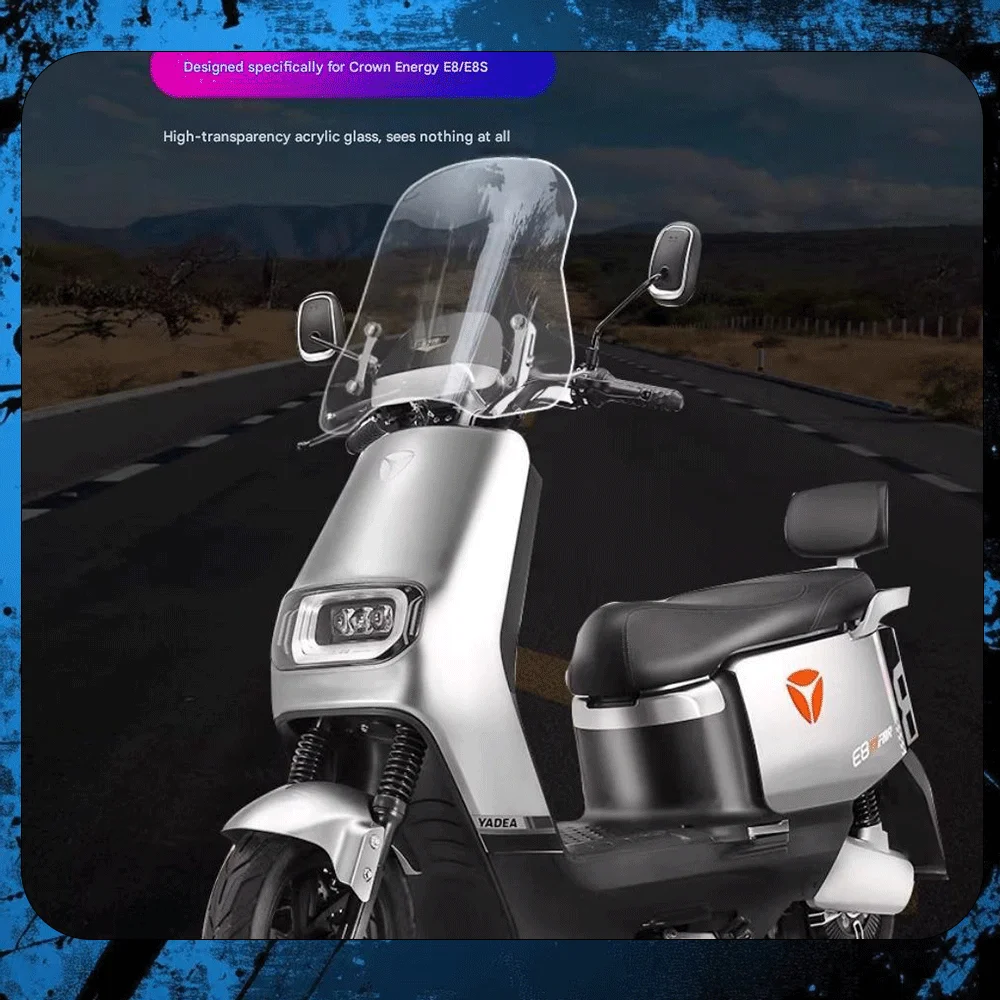 

Suitable for Yadea E8 Electric Scooter Modified Windshield, E8S Front Windshield, M9 Imported Wind & Rain Deflector