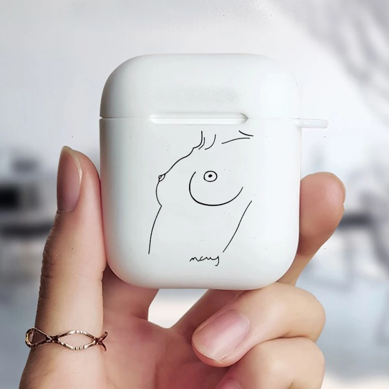 Fashion Art painting sexy boobs art kissing Soft silicone TPU Case For AirPods Pro 1 2 3 White Wireless Bluetooth Earphone Cover