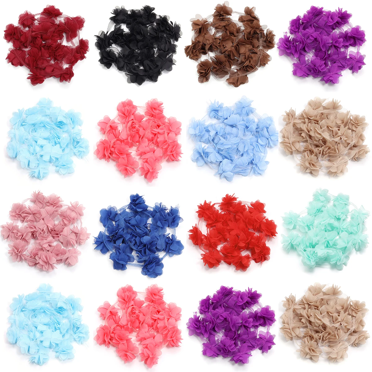 20pcs/lot  Flower Chiffon Cluster Flowers Clothing Headwear Accessories Decorative Gift Handmade Materials