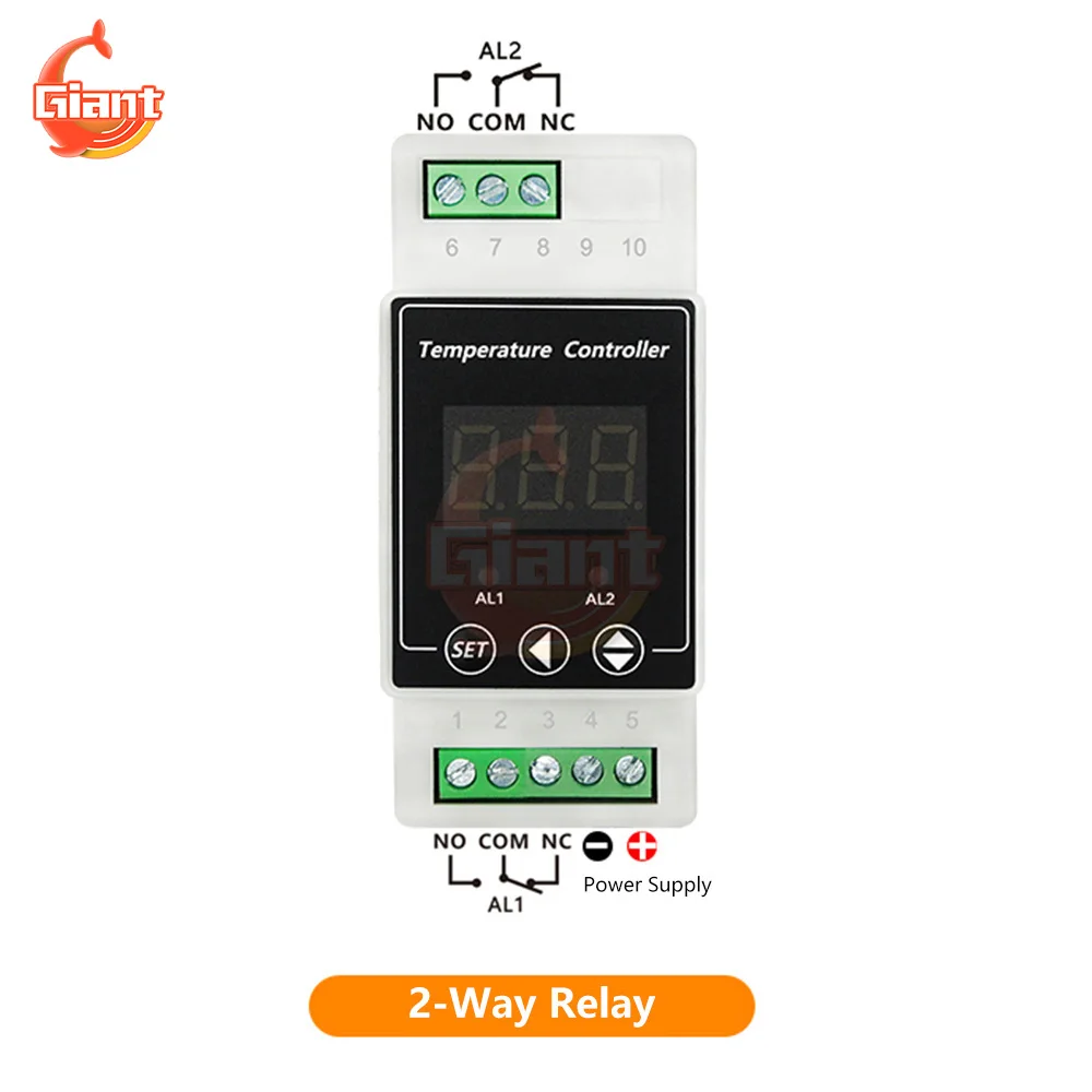 AC100-240V DC 8-24V Digital Temperature Controller Two-way Thermoregulator Heating Cooling Temperature Sensor Control Thermostat