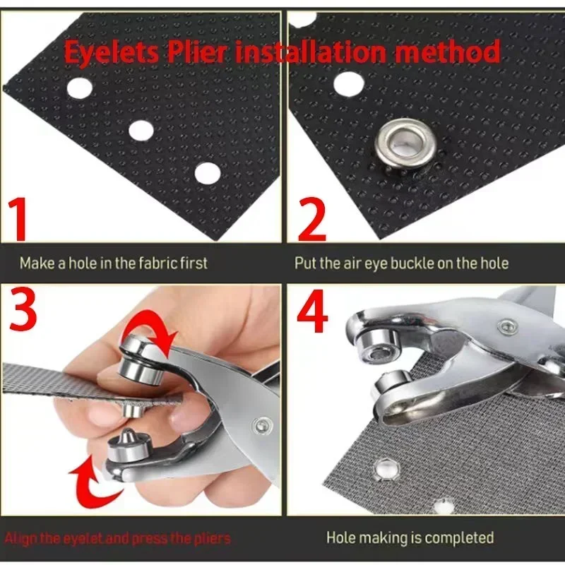 1 Set 1/4 Inch Grommet Eyelet Plier Set, Eyelet Hole Punch Pliers Kit With 100 Metal Eyelets, Grommet Tool Kit For Leather Cloth