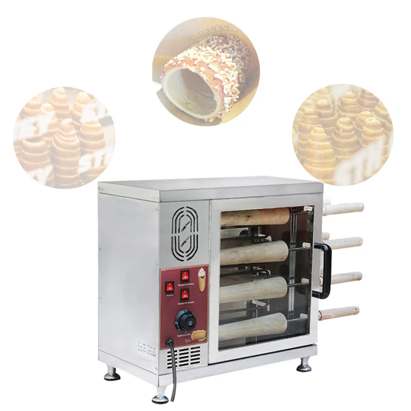 

Chimney Bread Roll Baking Machine Ice Cream Bread Cone Maker Cake Baking Machine Kurtos Kalacs Oven with 8 Rollers