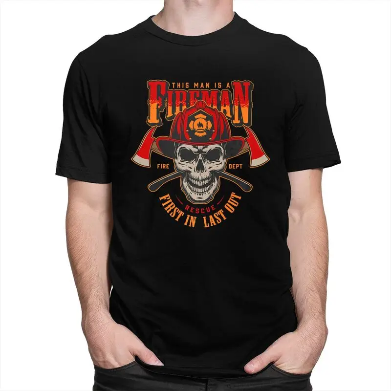 Custom Fashion Fireman Hero Firefighter T Shirt Men Short-Sleeve T-shirts Casual Tee Pure Cotton Oversized Tshirts Gift