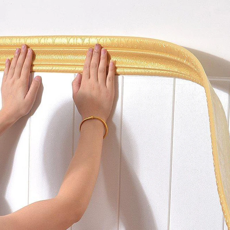 Papier peint auto-adhésif décoratif à motif 3D, imperméable, 2.3m, ligne décorative, ligne de plinthe, autocollant mural pour salon