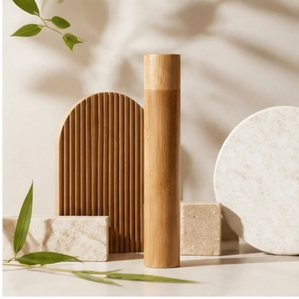 Toothbrush Case Bamboo Construction Travel Sized Compact Storage Tube Prevents Brush Deformation Easy Wipe Clean Renewable
