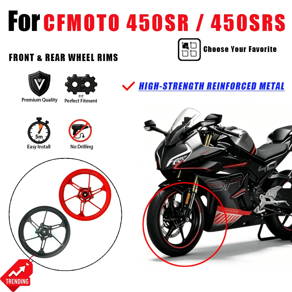 

For CFMOTO 450SR 450SRS Front Rear Wheel Rims Steel Hubs Single Double Swingarm CF400-6-9 Accesorios Moto Llantas Moto Parts