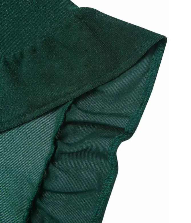 

2026 Summer Women's Commuter Retro Green Fashion V-neck Short sleeved Mini Dress