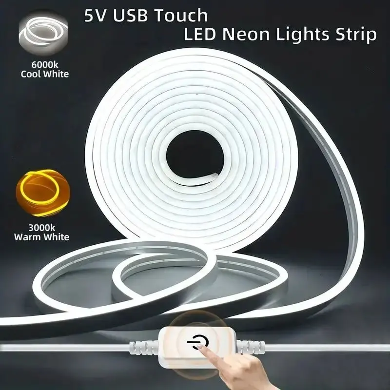 

Светодиодная лента 5В USB с сенсорным управлением, диммируемая, гибкая, нарезаемая, неоновая, для декоративного освещения коридоров и комнат