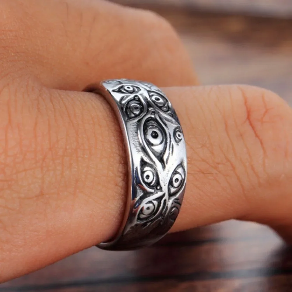 Anillo de ojo del diablo de tendencia minimalista gótico Vintage para hombres y mujeres, nicho callejero, fiesta, moda creativa, nicho de Hip Hop, regalo, joyería