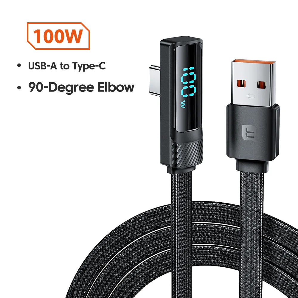 6A fast charging 100W elbow digital display Type-C data cable suitable for Huawei super fast charging