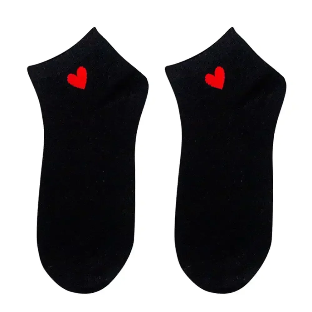 

yuehao sock slippers womens heart ankle high low cut cotton socks black