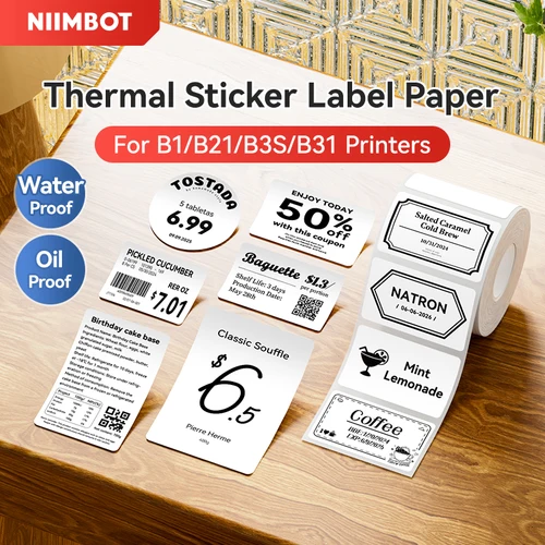 Imagen 1 del producto NIIMBOT papel de etiqueta adhesiva térmica para B1 B21 B3S B31 etiqueta de marcado impermeable etiqueta de precio cinta adhesiva etiqueta de precio