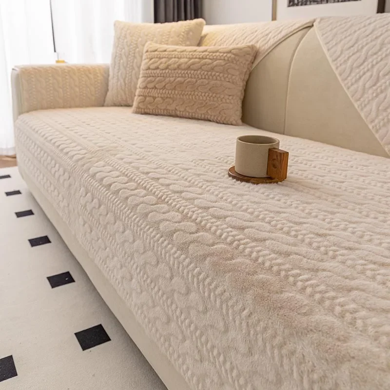Sofa Cushion Winter Plush Non-slip Thickened New Sofa Cover All-inclusive Universal Blanket Cover Towel Cloth Cushion