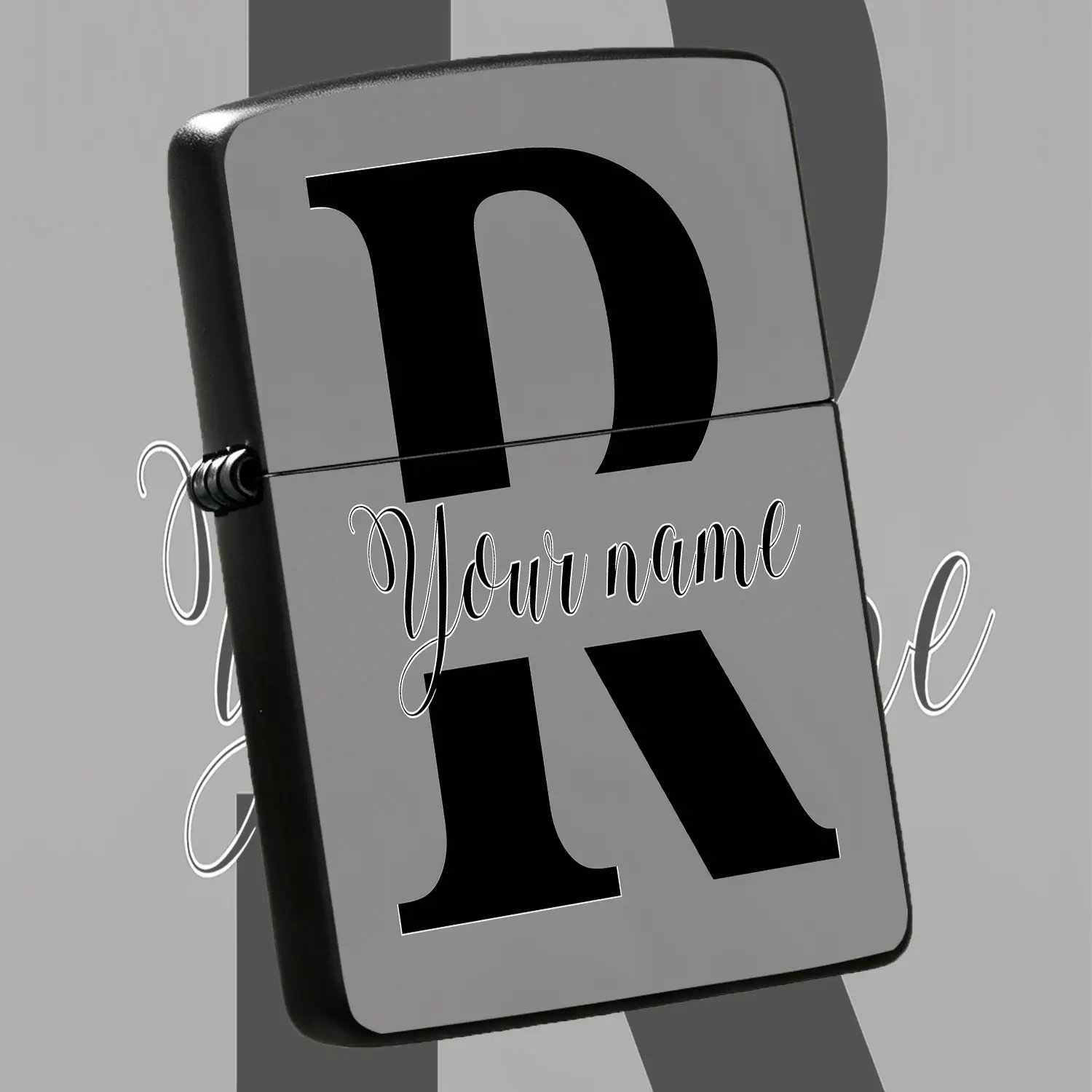 Custom Monogram R Personalized Engraved Lighter, Sleek Grey Stylish Exclusive Identifier Accessory, Suitable For Daily Commutes Outdoor Gatherings Various Scenarios, Thoughtful Present For Family Friends And Partners, P A Humorous And Inter