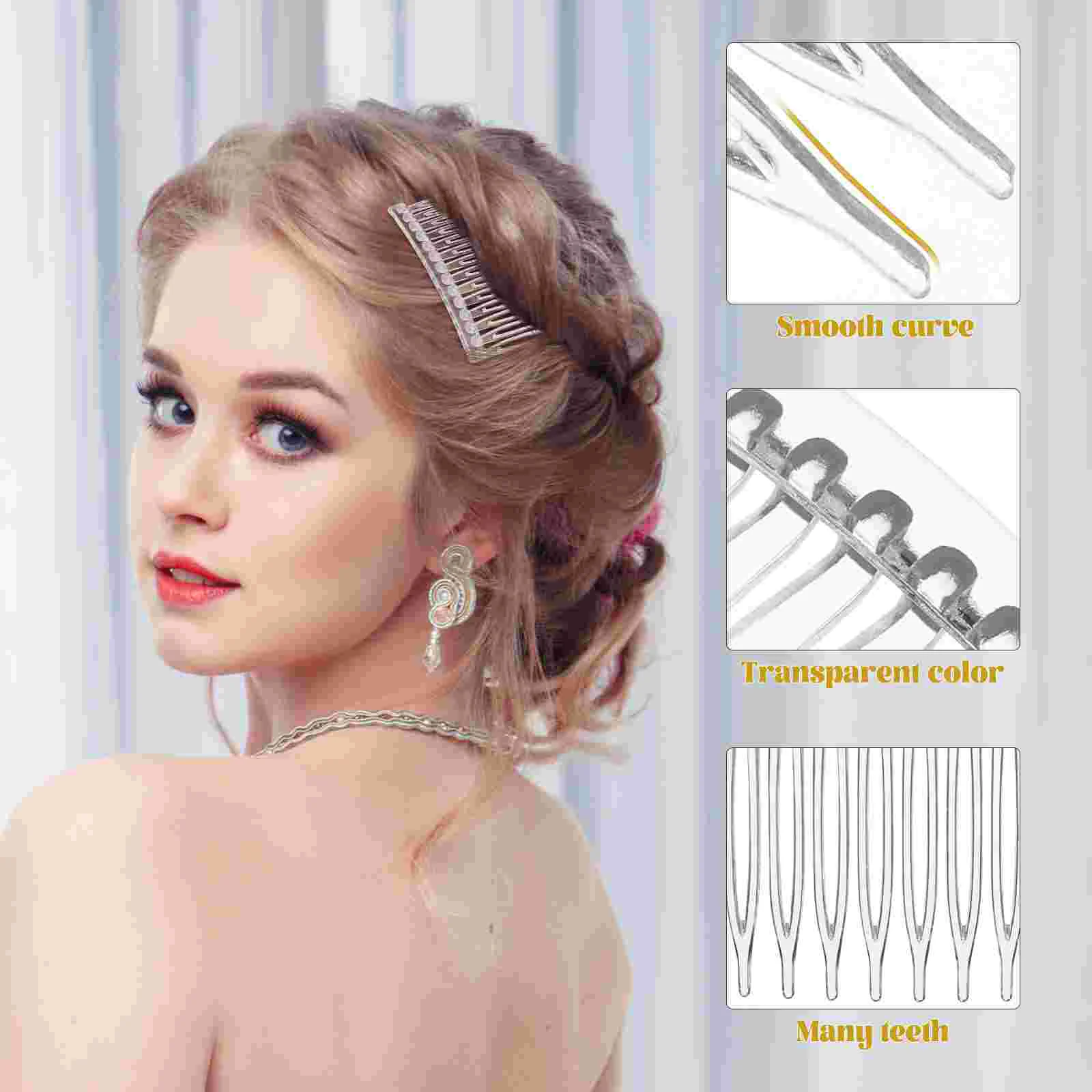 Transparent Hair Comb Wedding Accessories for Girls Dress Decorations Clip Combs Women 14-teeth Bride Miss Clips