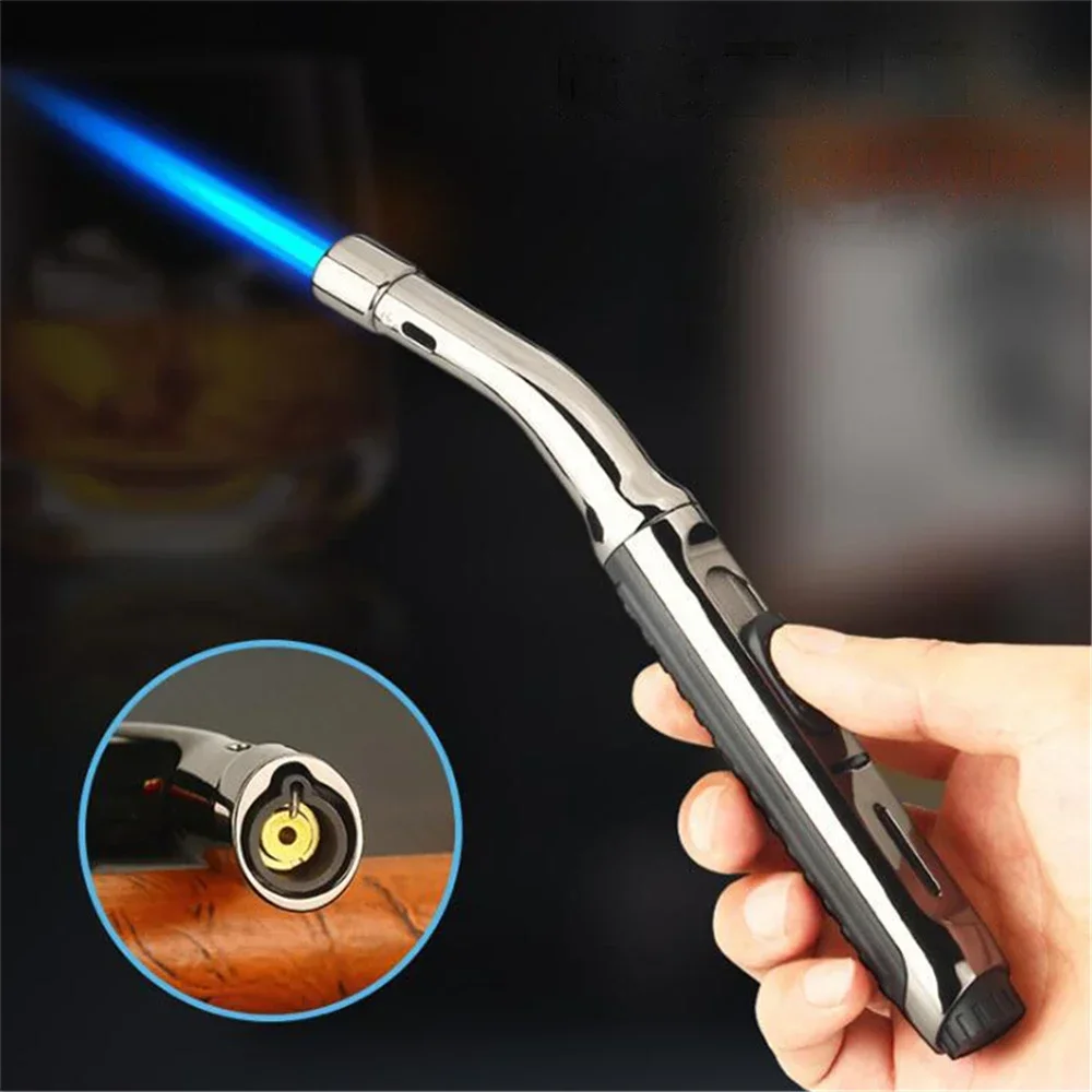 Elbow Butane Jet Flame Lighter Windproof Adjustable Refillable Gas Stove Cooking Torch BBQ Outdoor Ignition Spray Gun Cigar Tool