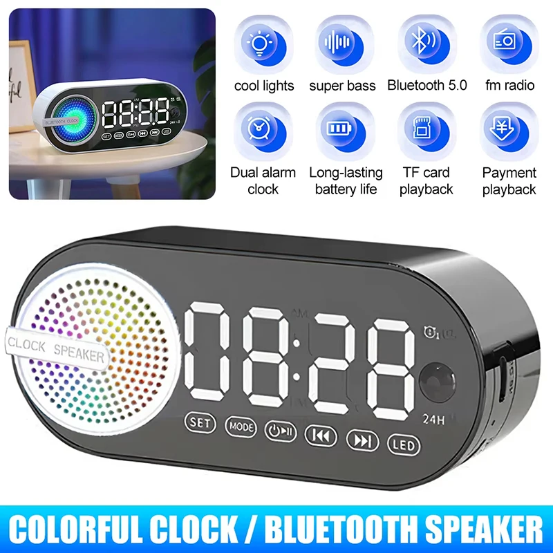 Radio Reloj Despertador Recargable USB Altavoz