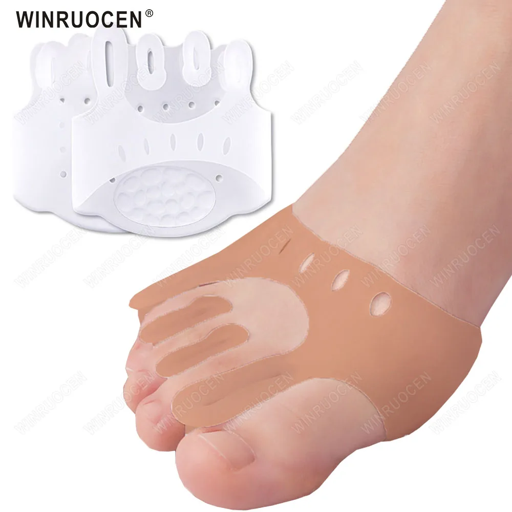 

2Pcs=1Pair Silicone Bunion Corrector Separator Pain Relief Shoes Insoles Finger Toe Hallux Valgus Corrector Forefoot Pads Care