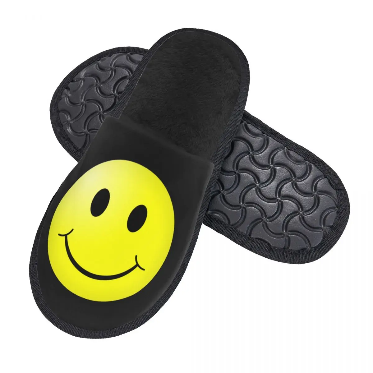 Custom Smile Face House Slippers Women Cozy Memory Foam Slip On Hotel Slipper Shoes