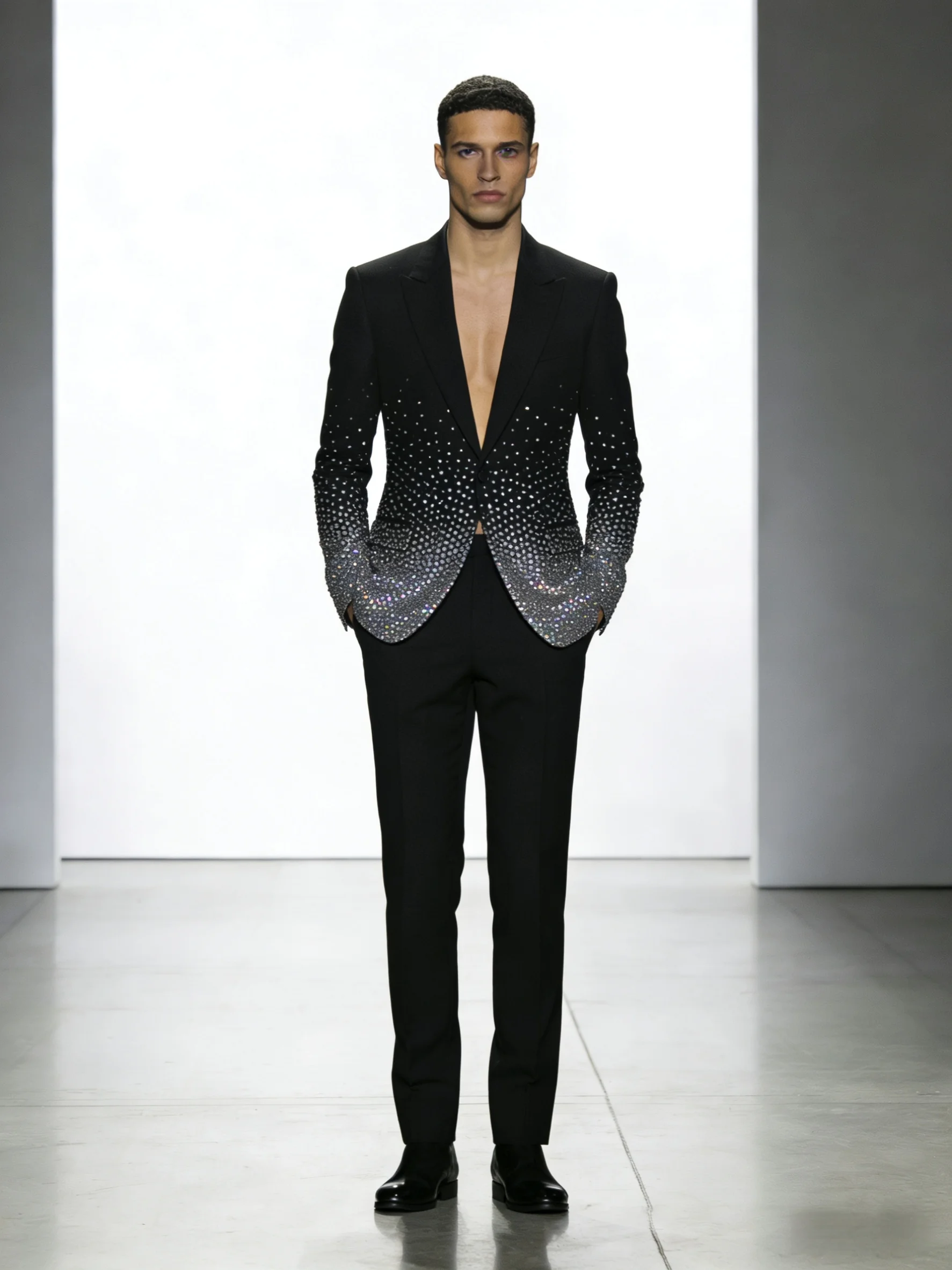 

Crystals Black Men Suit Set 2 Pcs Blazer+Pants Trousers Cotton Formal Office Coat Wedding Tuxedo Customized Jacket Outfit