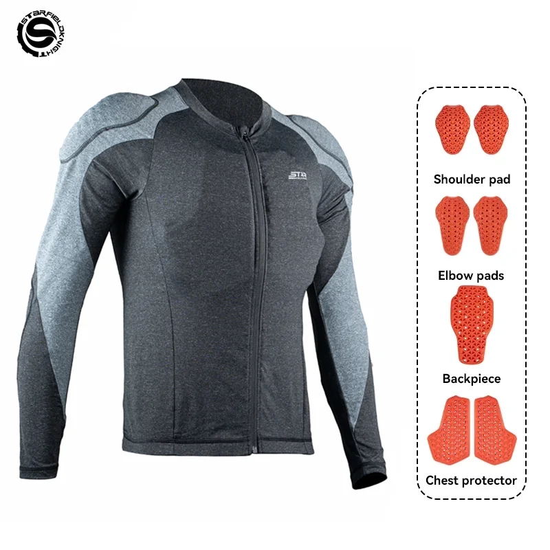 SFK Grey Motorcycle Cycling Armor Jacket Close Fitting Summer Mesh Breathable Quick Drying With CE Protective Gears Accessories