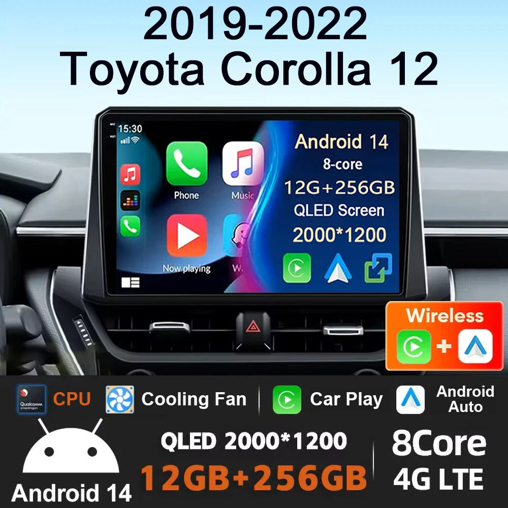

Android 14 Multimedia Player For Toyota Corolla 12 Cross 2019-2022 Carplay Android Auto Car Radio Stereo 4G Wifi GPS DSP 48EQ BT