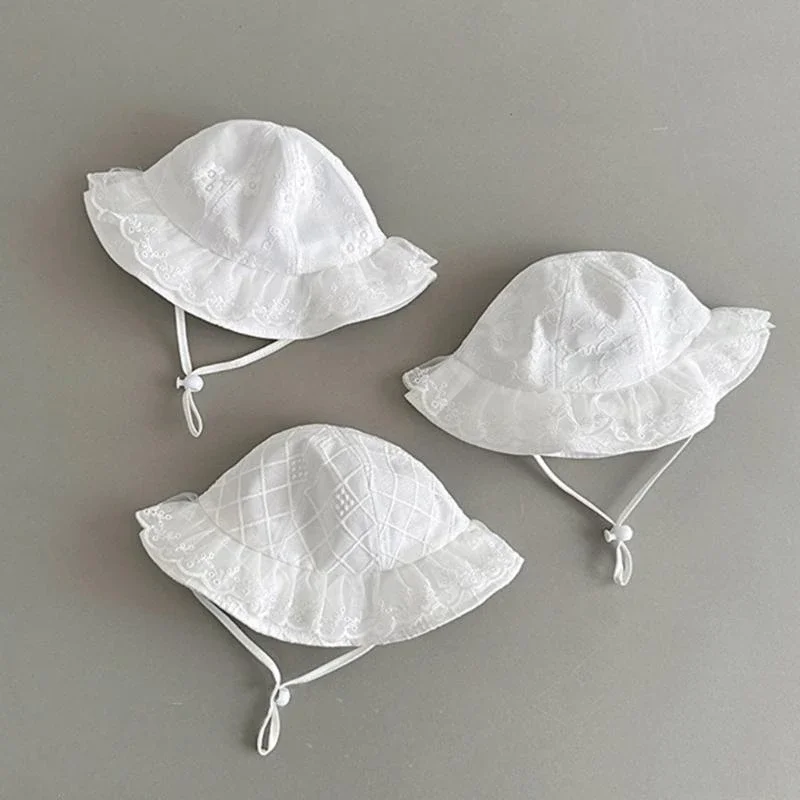 J15U Sombrero ligero vintage para bebé, sombrero de pescador infantil, tocado con detalle de encaje