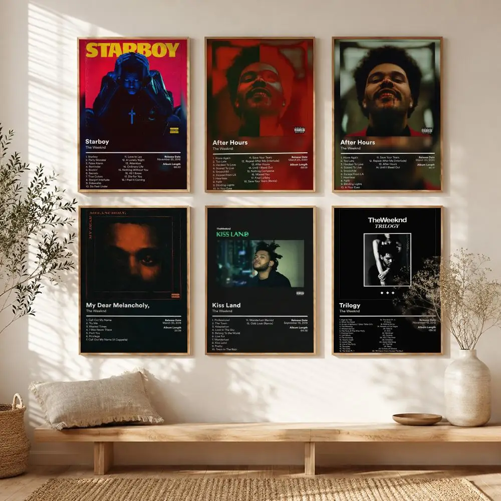 Póster alternativo de la estrella del R&B, T-The Weeknd, pegatina artística de pared autoadhesiva impermeable HD que combina con todo, para el hogar y el dormitorio