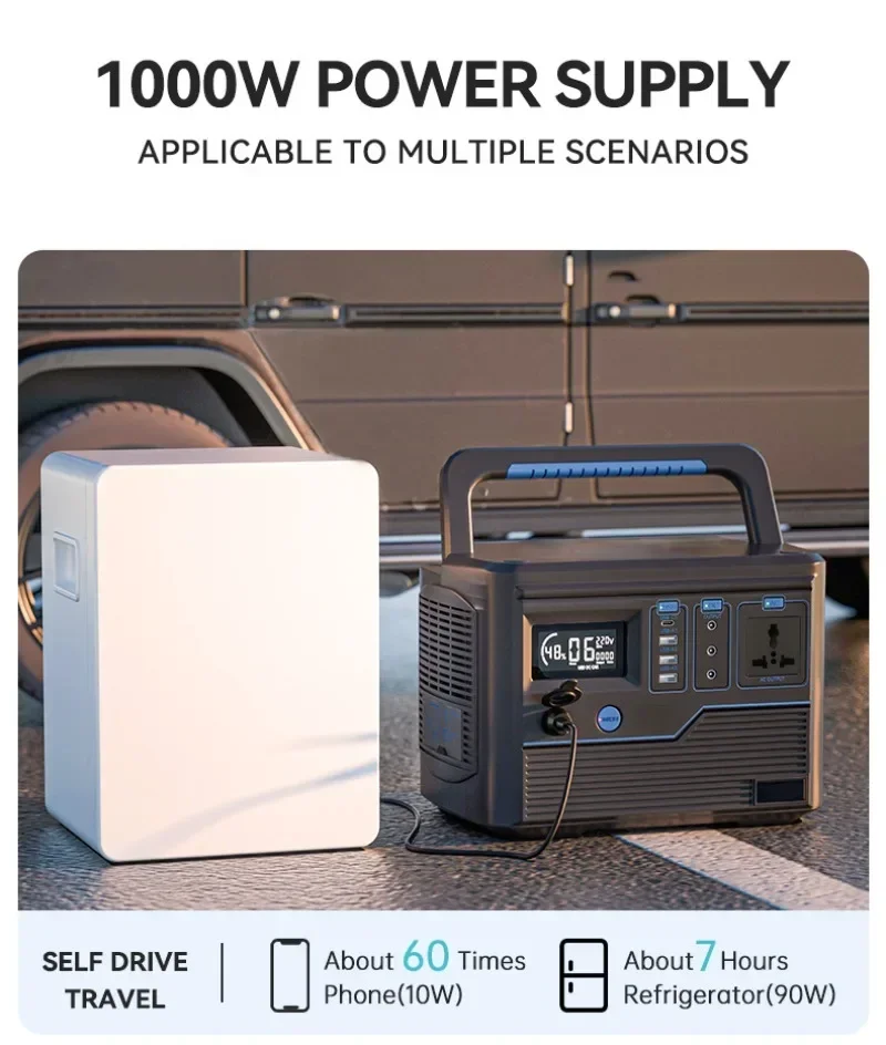 1000W 600Wh 162000mAh portable power station LED Display Outdoor Batteries Power Bank for Travel Adventur emergency usage