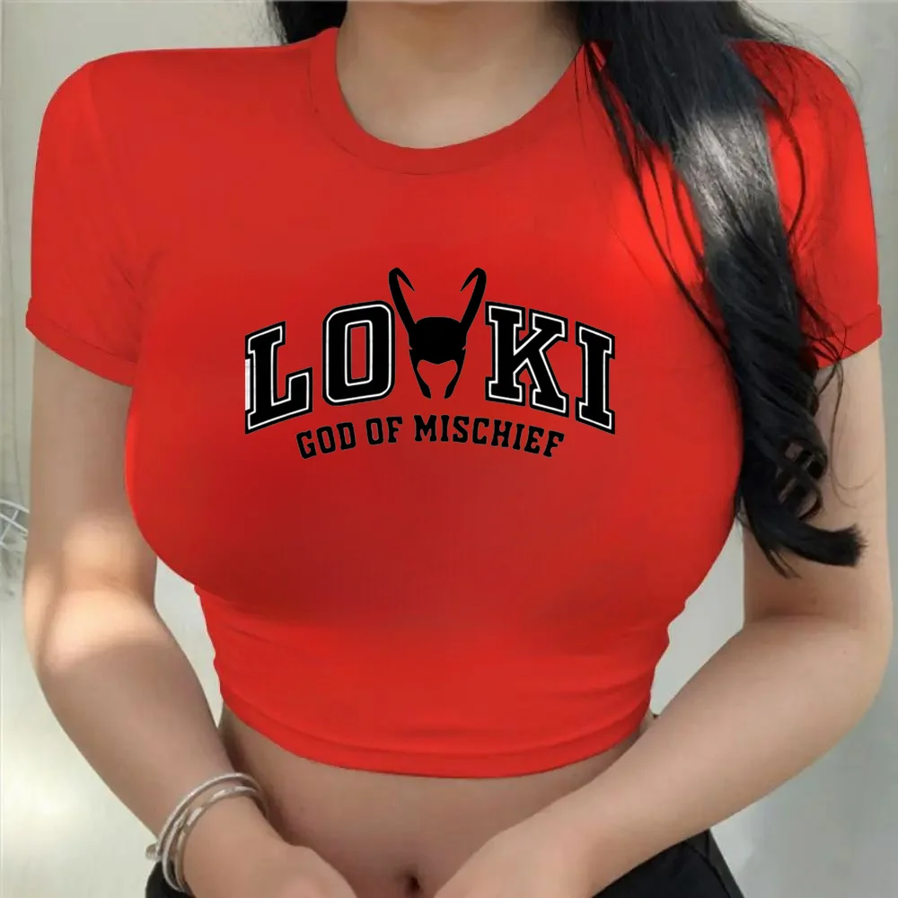 Top corto Sexy para mujer, camiseta Vintage de gran tamaño con estampado de Loki de Brooklyn York, ropa Simple, Y2K, 1898