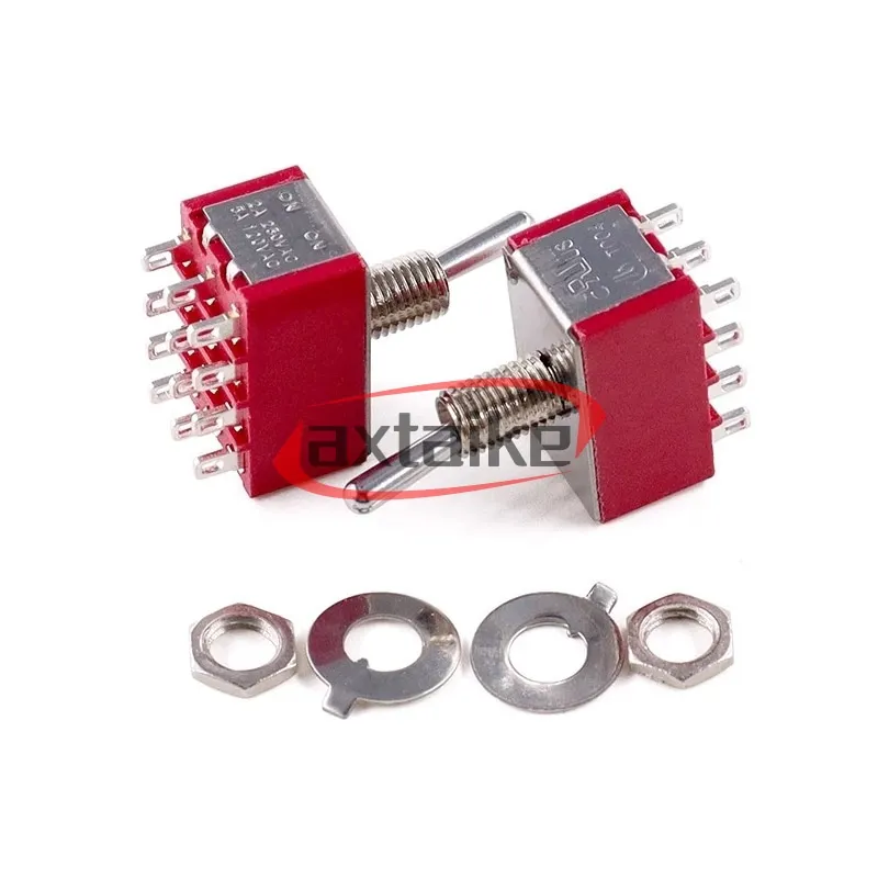 2 PCS MTS-302/303/402/403 SPDT/DPDT Toggle Rocker Switch 5A 120 V/2A 250 V AC On-Off-On/On-On 9Pin/12Pin Auto-Reset