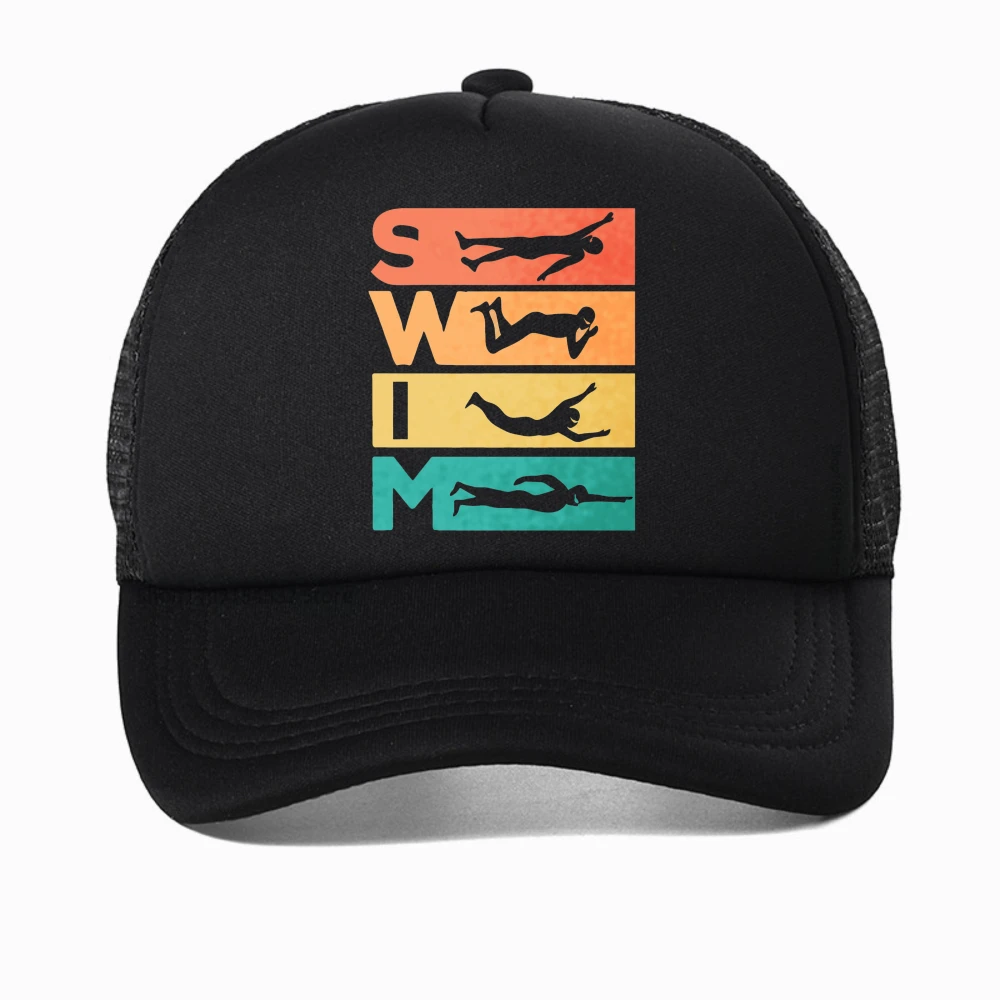 

Funny Retro Vintage Swimming Gift For Swimmers baseball cap fashion Streetwear Birthday Mens caps Breathable sun snapback hat