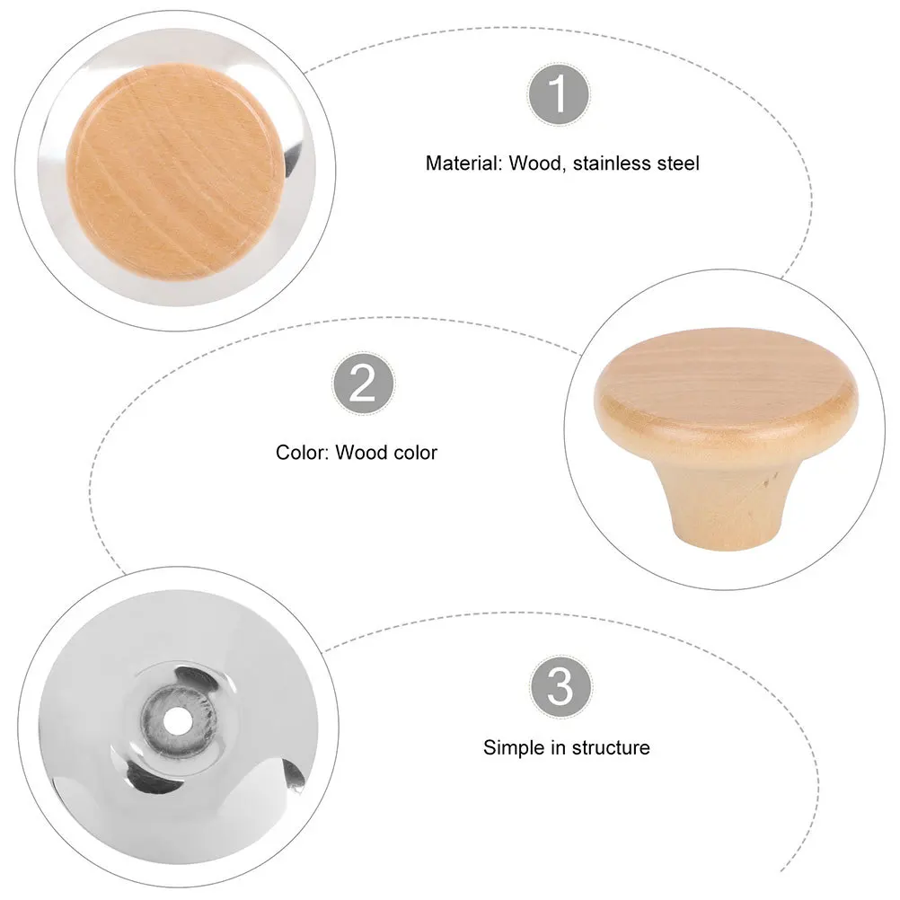 

2Pcs Universal Pot Lid Replacement Knobs Solid Wood Material Elegant Easy Install Kitchen Accessories Pot Lid Knob