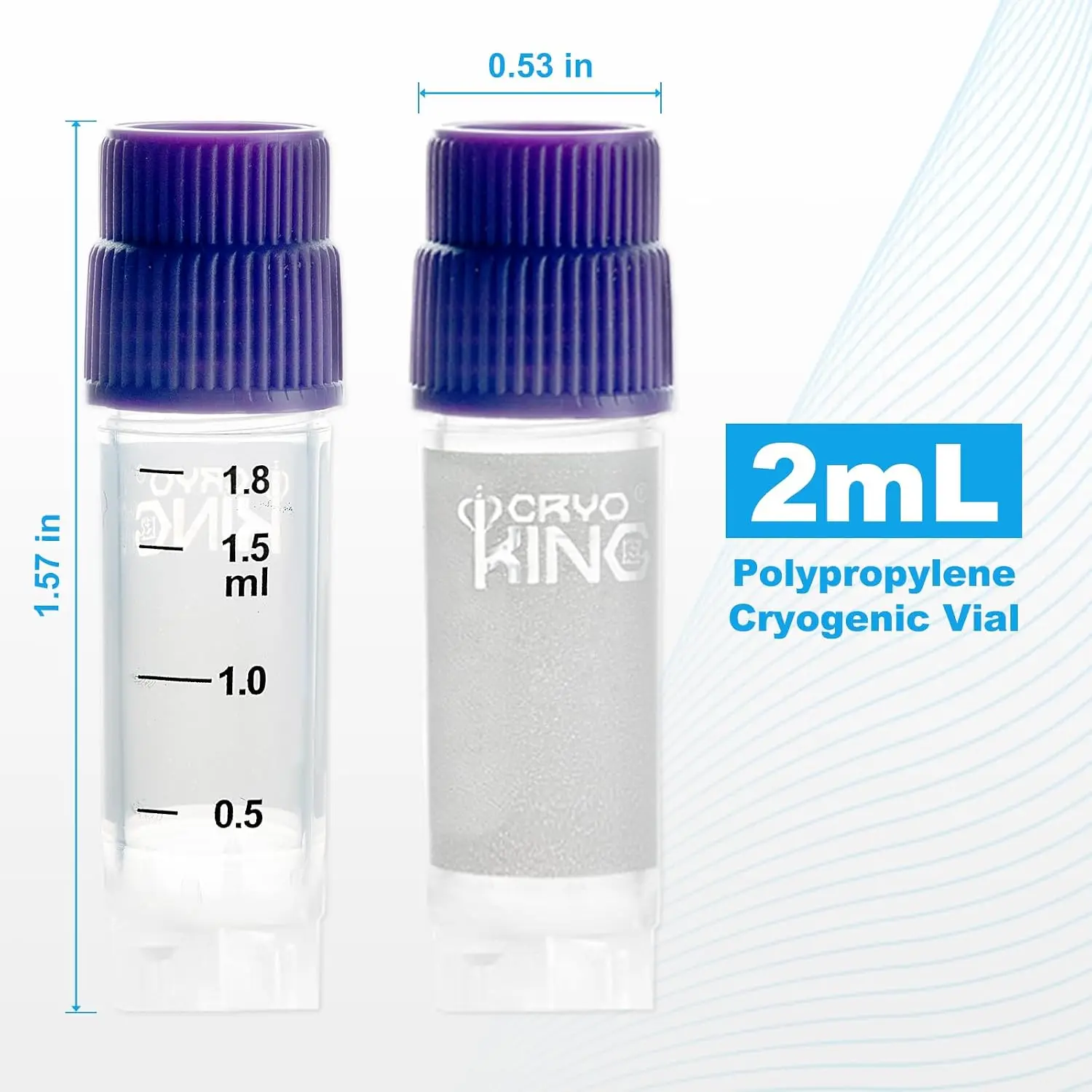 2ml PP test Tubes, Freezing Storage Sample Tubes with External Thread, Laboratory Cryogenic Vials，Sterilisation,，25Pcs/Pack
