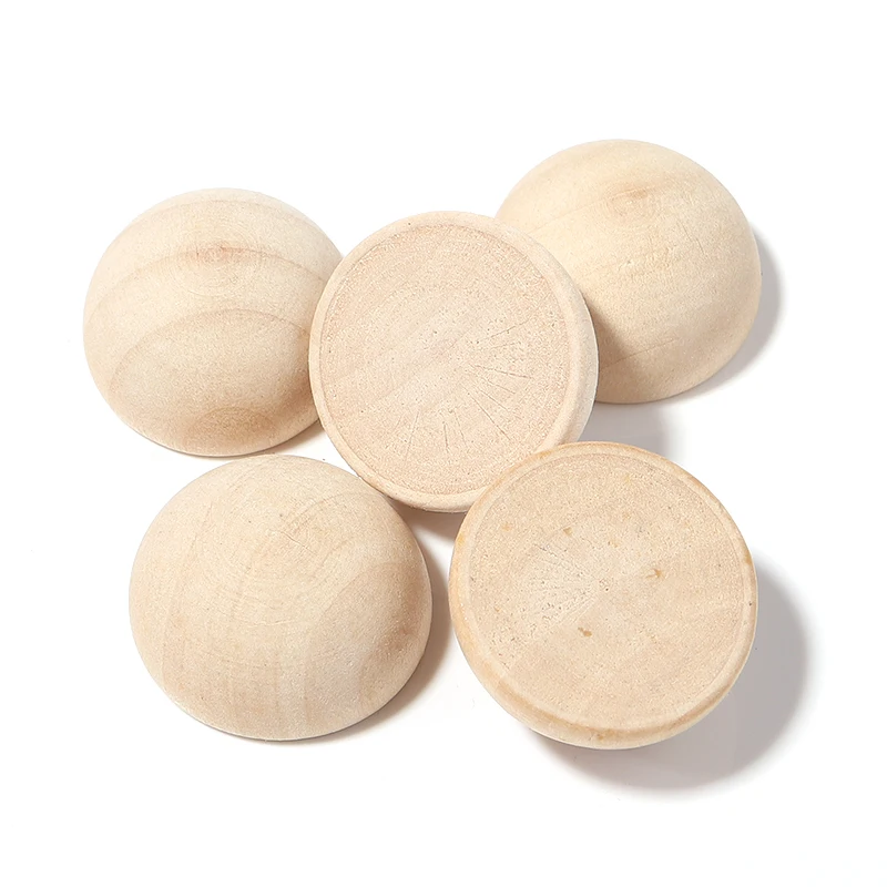 10-50pcs/Lot Half Wood Balls Bead Unfinished Natural Split Wood Beads Flatback Cabochon For Jewelry Making DIY Accessories