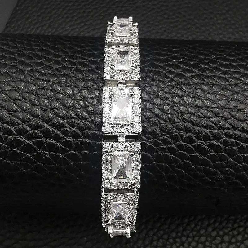 Square Crystal Charm Bracelet 925 Sterling Silver Bracelet Luxury Style Birthday Gift gemstone for women jewelry