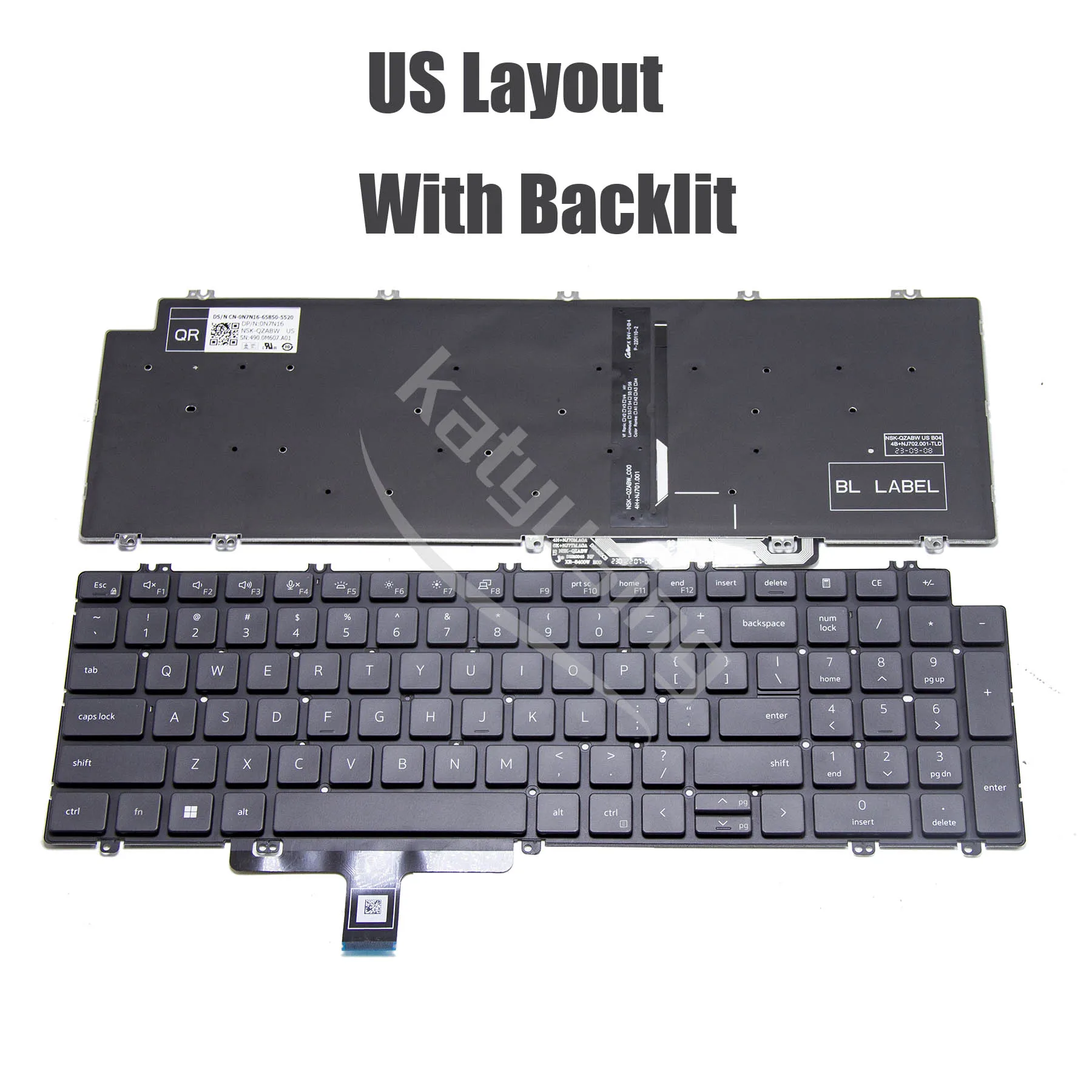لوحة المفاتيح الأصلية الأمريكية لـ Dell Latitude 5520 5521 الدقة 3560 3561 3570 3571 3580 3581 7670 7770 7680 7780 0N7N16 الخلفية