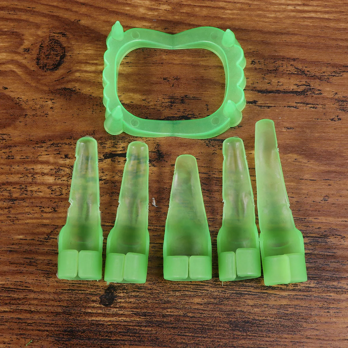 Presas de vampiro Dentes de Halloween 12 peças que brilham no escuro Conjunto de dentes falsos e unhas para festa de crianças adultas