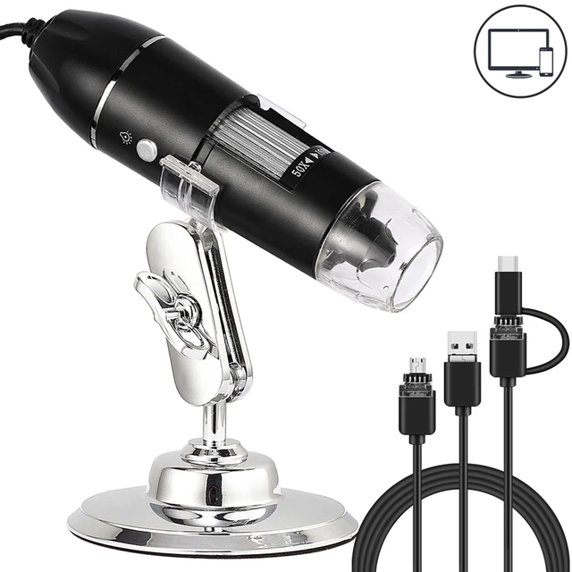 50X-1600X mikroskop cyfrowy 3w1 typ C USB mikroskop elektroniczny kamera LED lupa HD dla Android telefon komórkowy PC lutowanie