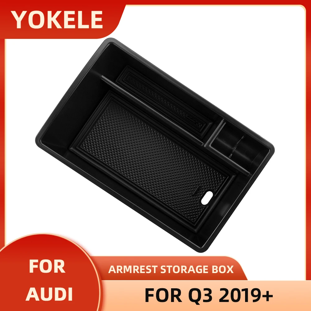 ABS Car Central Armrest Storage Box Tray Case Holder for Audi Q3 F3 Sportback 2019 2020 2021 Container Organizer Accessories