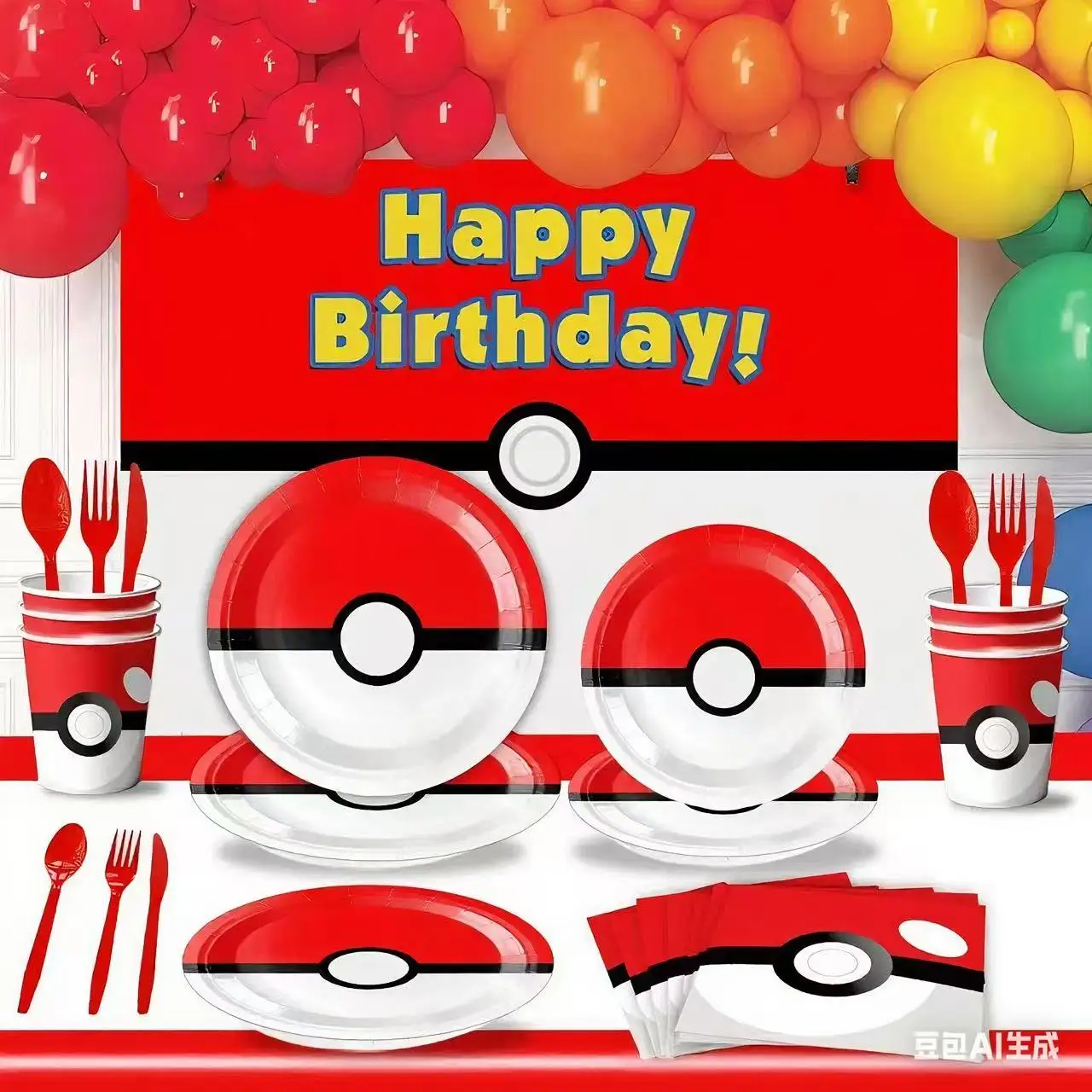 ポケモン-ピカチュウ-誕生日パーティー用品-ホイルバルーン-使い捨て食器-ブレスレット-バナー-クリスマスデコレーション-ファンイベント用