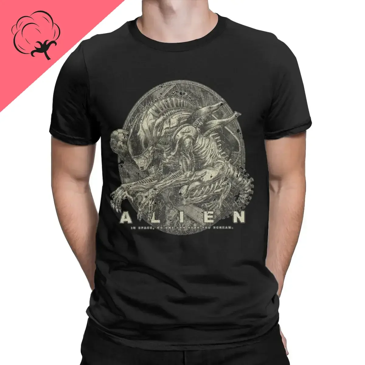 The Xenomorph 1979 Alien Movie T Shirts Men's Cotton Vintage T-Shirts Crewneck Tee Shirt Short Sleeve Clothing Plus Size