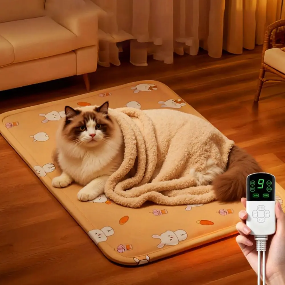 

Waterproof Pet Electric Blanket Anti-scratch Warm Cat Electric Heated Pad Cartoon Pattern Thermostat Control