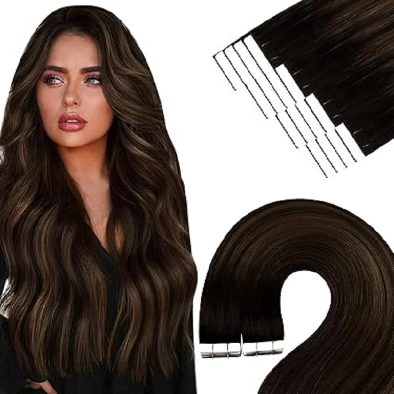 

YoungSee Tape in Human Hair Extensions Skin Weft In Real Human Hair Extensions For Women 12-24inch